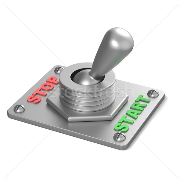 Metal toggle switch, flipped in the START position. 3D Stock photo © djmilic