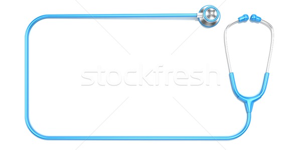 Blue stethoscope as frame, with space for text. Top view Stock photo © djmilic