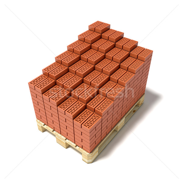 Euro pallet and cascade arranged ceramic bricks. 3D Stock photo © djmilic