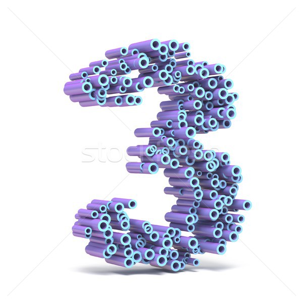 Purple blue font made of tubes NUMBER THREE 3 3D Stock photo © djmilic