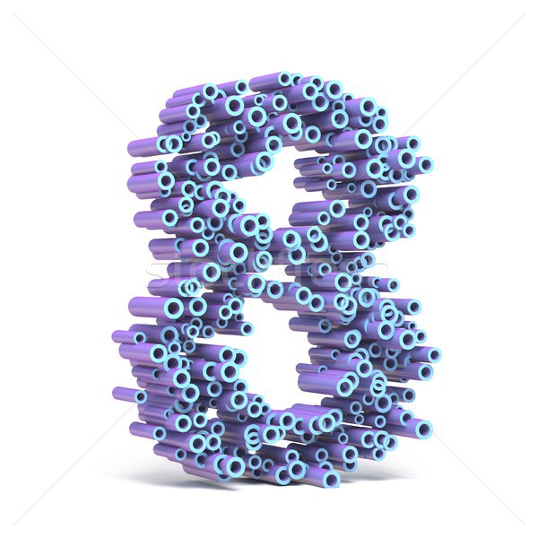 Purple blue font made of tubes NUMBER EIGHT 8 3D Stock photo © djmilic