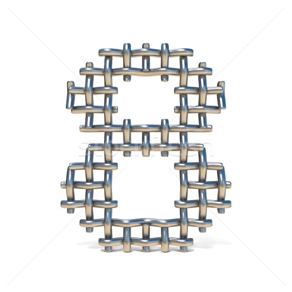 Metal wire mesh font Number 8 EIGHT 3D Stock photo © djmilic