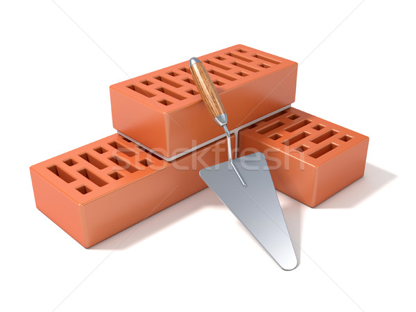 Concept of building the brick wall, made of perforated ceramic b Stock photo © djmilic