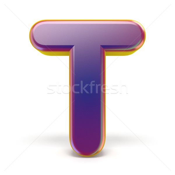 Letter T purple font yellow outlined 3D Stock photo © djmilic