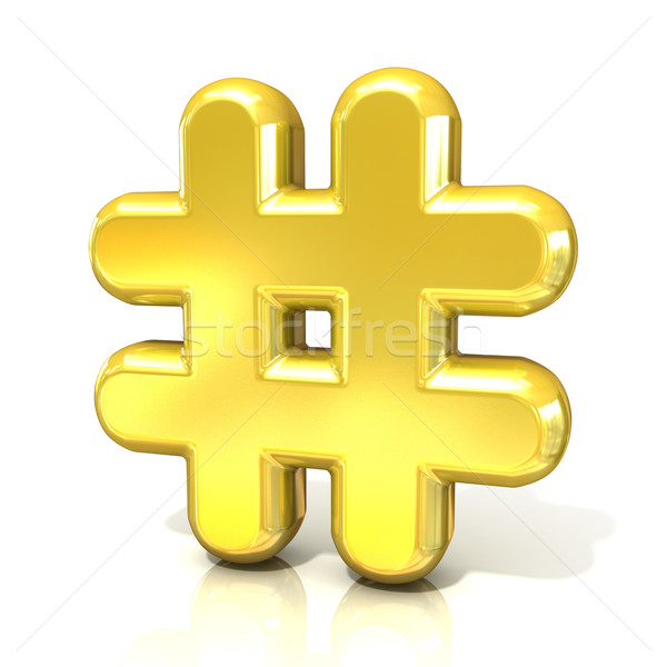 Hashtag, number mark 3D golden sign Stock photo © djmilic