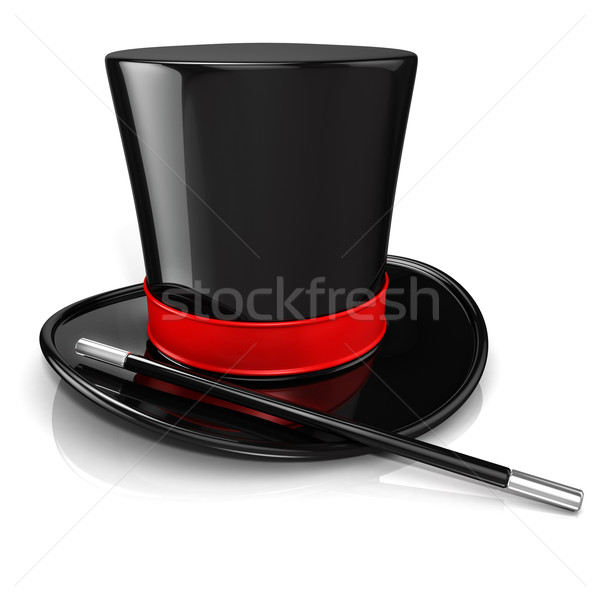 Magic hat and wand, 3D Stock photo © djmilic