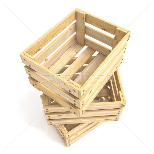 Three empty wooden crate. 3D Stock photo © djmilic