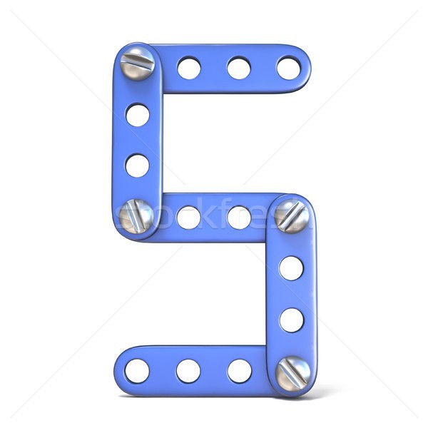 Blue metal constructor toy Number 5 FIVE 3D Stock photo © djmilic