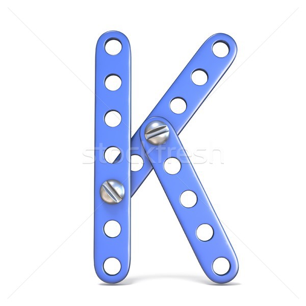 Alphabet made of blue metal constructor toy Letter K 3D Stock photo © djmilic