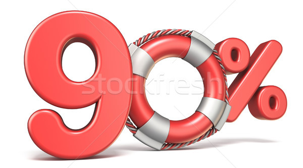 Bouée de sauvetage pour cent signe 3D rendu 3d illustration [[stock_photo]] © djmilic