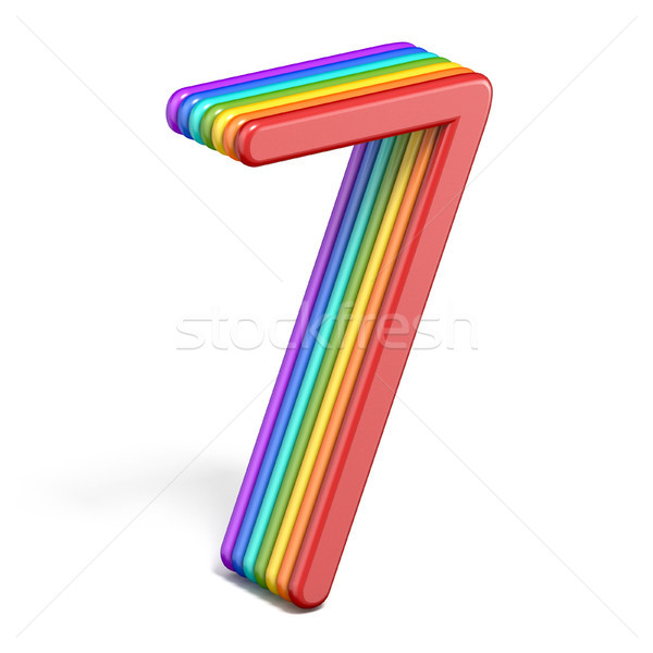 Rainbow font number 7 SEVEN 3D Stock photo © djmilic