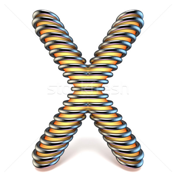 Orange yellow letter X in metal cage 3D Stock photo © djmilic