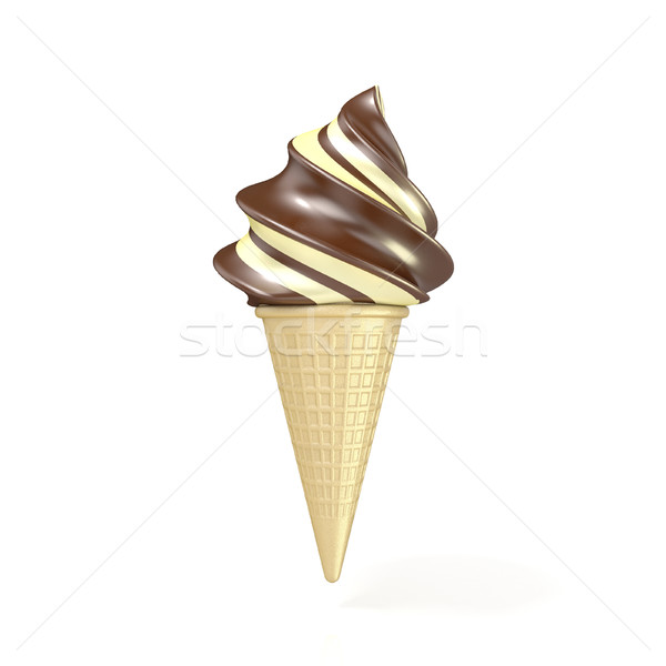Soft serve chocolate and vanilla ice cream. 3D Stock photo © djmilic