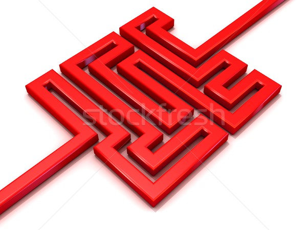 Piros út labirintus 3D 3d illusztráció izolált Stock fotó © djmilic
