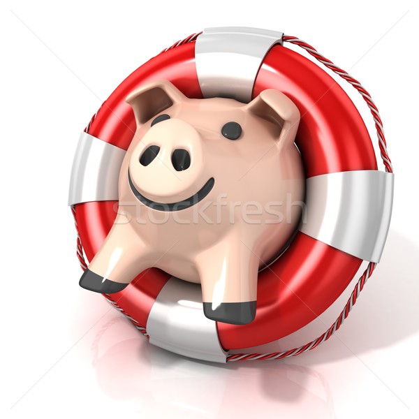 Piggy bank with lifebuoy Stock photo © djmilic