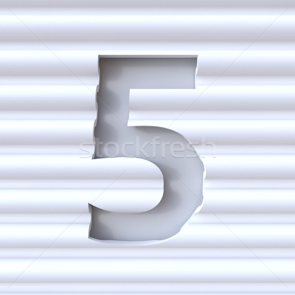 Cut out font in wave surface NUMBER 5 FIVE 3D Stock photo © djmilic