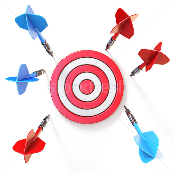 Blue and red dart miss target front view 3D Stock photo © djmilic