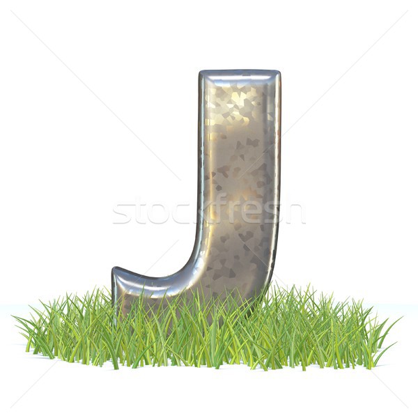 Galvanized metal font Letter J in grass 3D Stock photo © djmilic