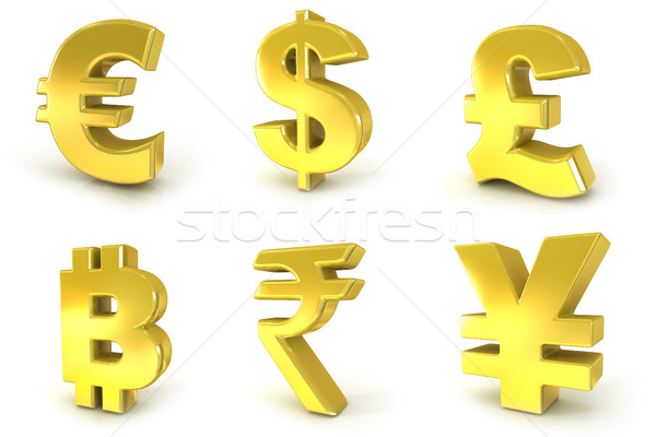Currency golden signs. 3D Stock photo © djmilic