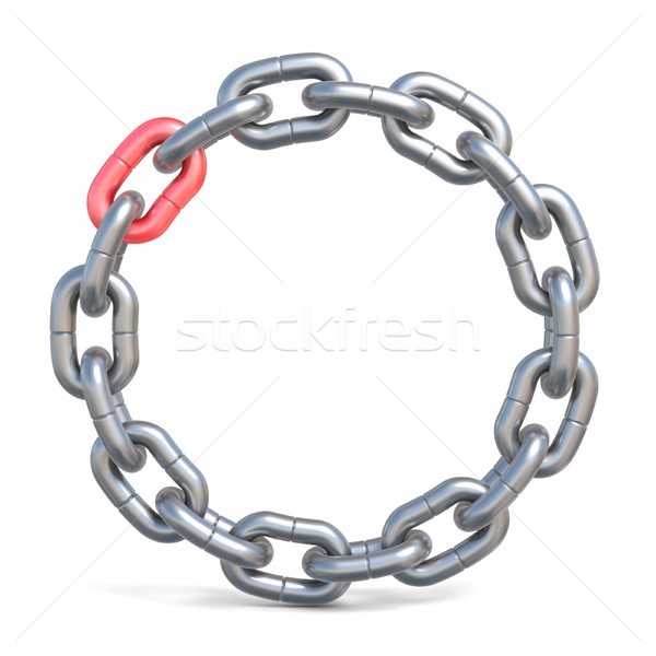 Circle chain with one red link 3D Stock photo © djmilic
