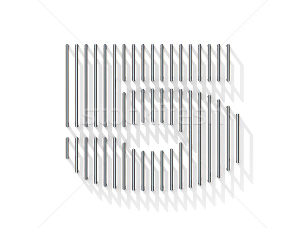 Silver, steel wire font. Number FIVE 5 Stock photo © djmilic