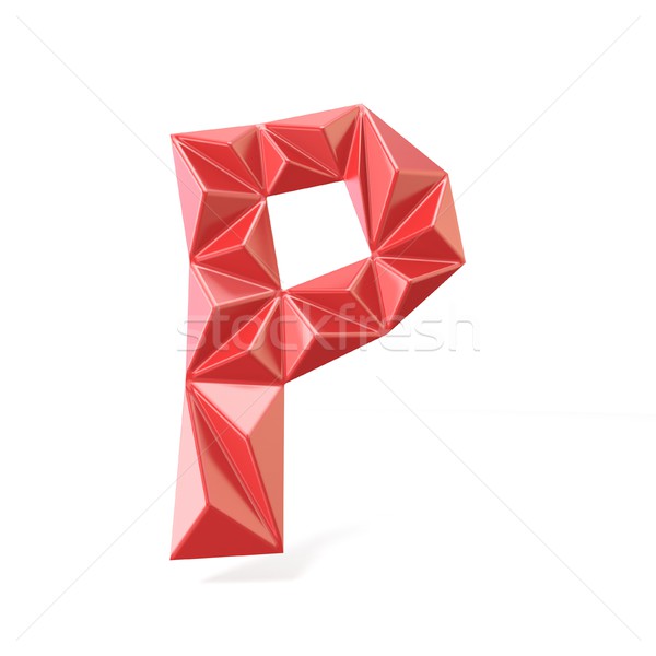 Red modern triangular font letter P. 3D Stock photo © djmilic