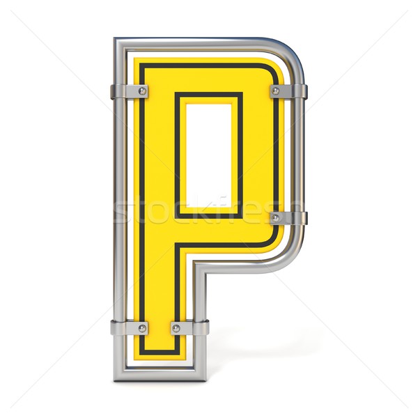 Stock photo: Framed traffic road sign FONT letter P 3D
