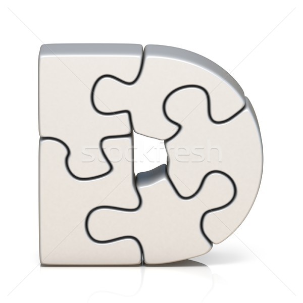 Stockfoto: Witte · puzzel · letter · d · 3D · 3d · render