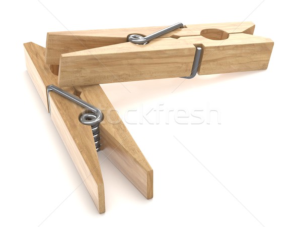 Two wooden clothespins. 3D Stock photo © djmilic
