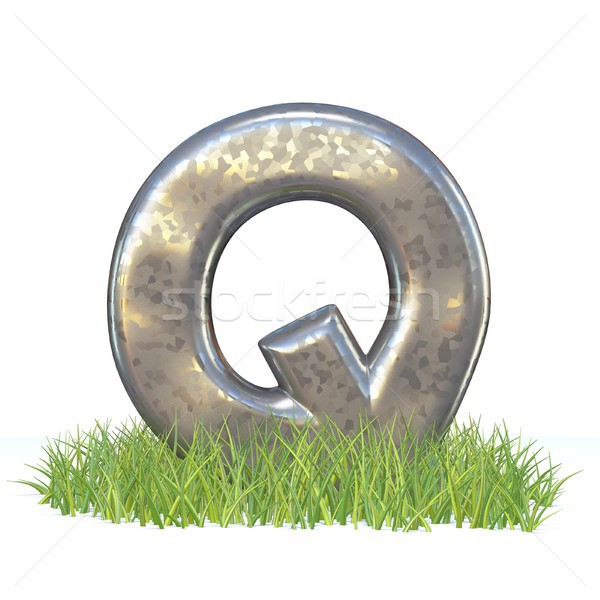Galvanized metal font Letter Q in grass 3D Stock photo © djmilic