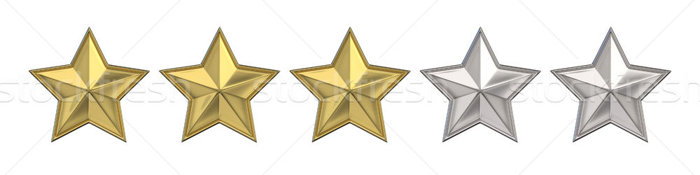 Foto stock: Votação · três · dourado · estrelas · 3D · 3d · render