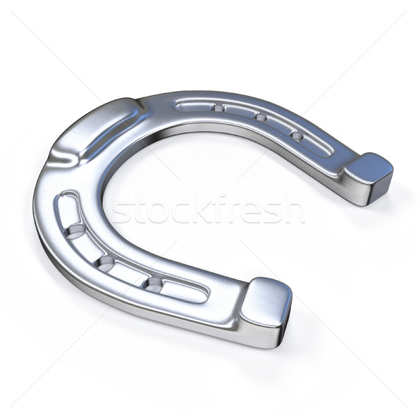 Stock photo: Silver horseshoe. 3D