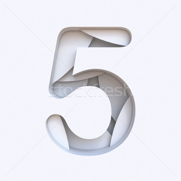White abstract layers font Number 5 FIVE 3D Stock photo © djmilic