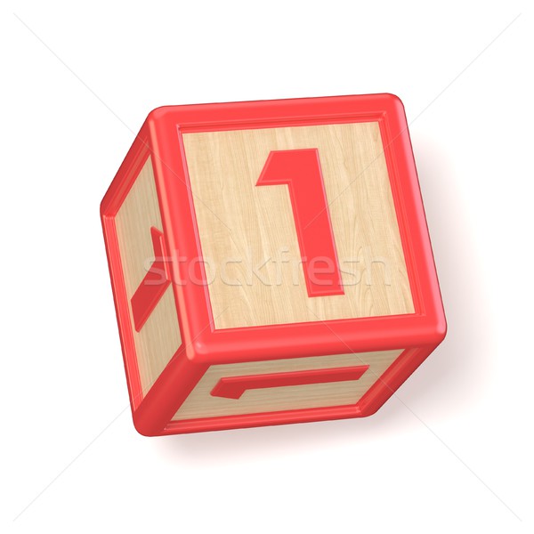 Number 1 ONE wooden alphabet blocks font rotated. 3D Stock photo © djmilic
