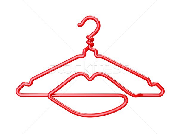 Red wire clothes hangers lips shaped 3D Stock photo © djmilic