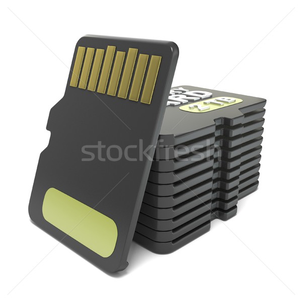 Memory micro sd card stack. 3D Stock photo © djmilic