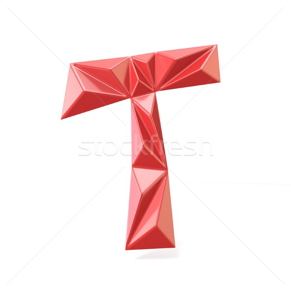 Red modern triangular font letter T. 3D Stock photo © djmilic