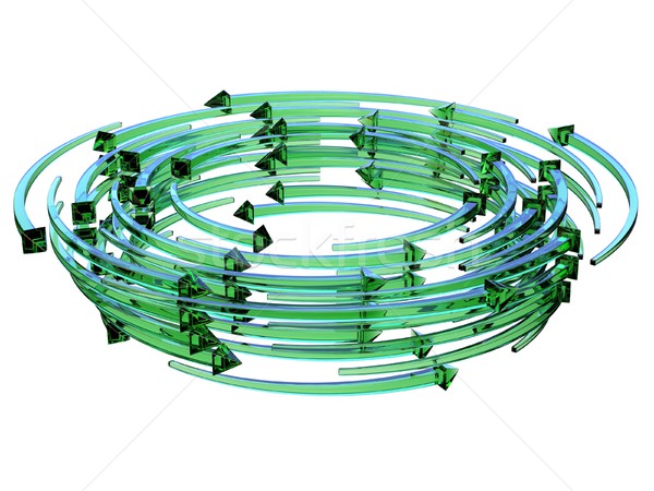 Stock fotó: Zöld · átlátszó · nyilak · koszorú · 3D · 3d · render