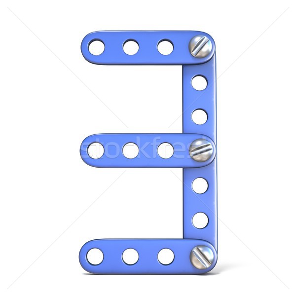 Blue metal constructor toy Number 3 THREE 3D Stock photo © djmilic