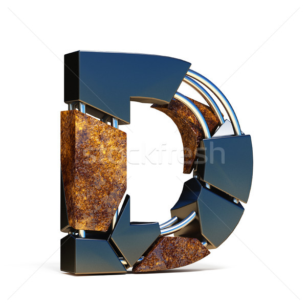 Black brown fracture font LETTER D 3D Stock photo © djmilic