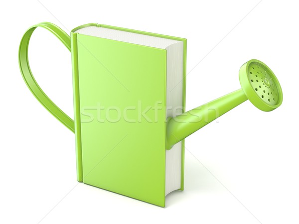 Green watering can book. Concept of education and knowledge. 3D Stock photo © djmilic