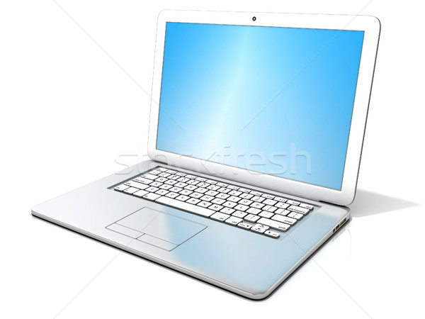 [[stock_photo]]: 3D · ouvrir · argent · portable · bleu