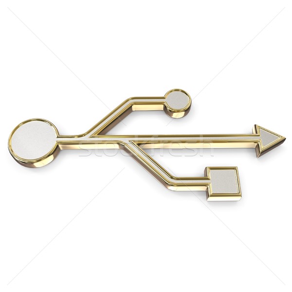 USB 3d golden sign isolated Stock photo © djmilic