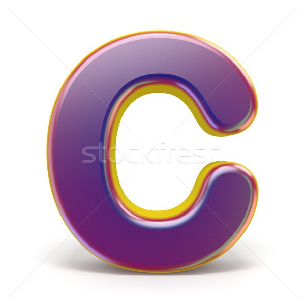 Letter C purple font yellow outlined 3D Stock photo © djmilic