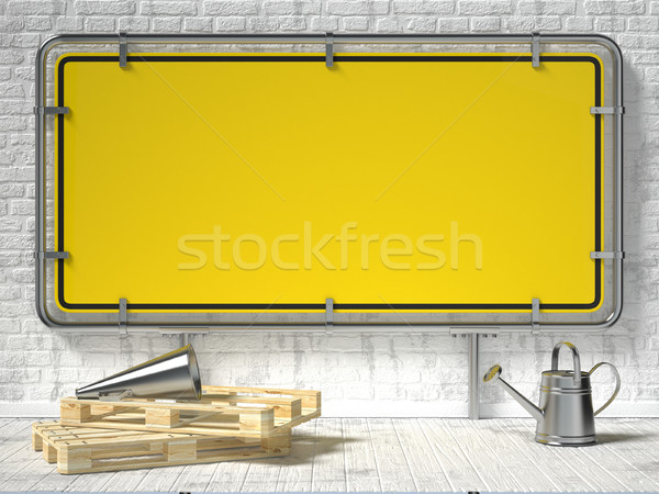 Mock up poster with blank framed warning sign. 3D Stock photo © djmilic