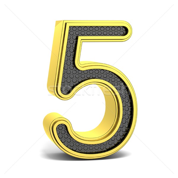 Golden and black round font. Number 5. 3D Stock photo © djmilic