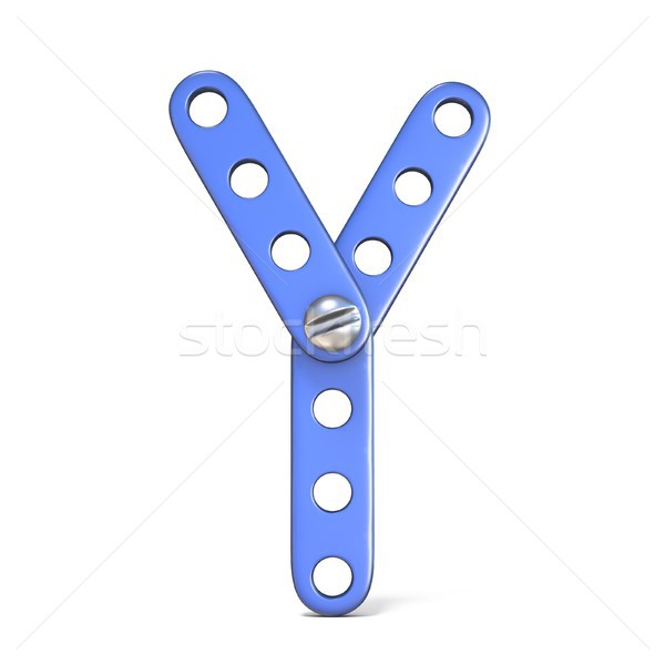 Alphabet made of blue metal constructor toy Letter Y 3D Stock photo © djmilic