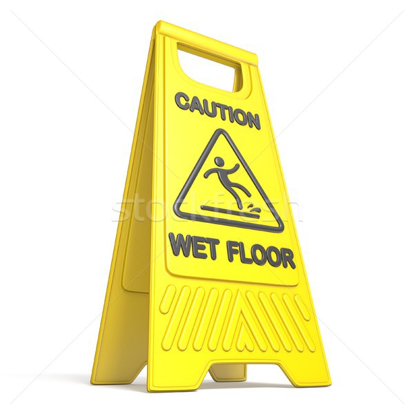 Yellow caution slippery wet floor sign 3D Stock photo © djmilic