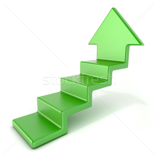Green up arrow stairs. 3D Stock photo © djmilic