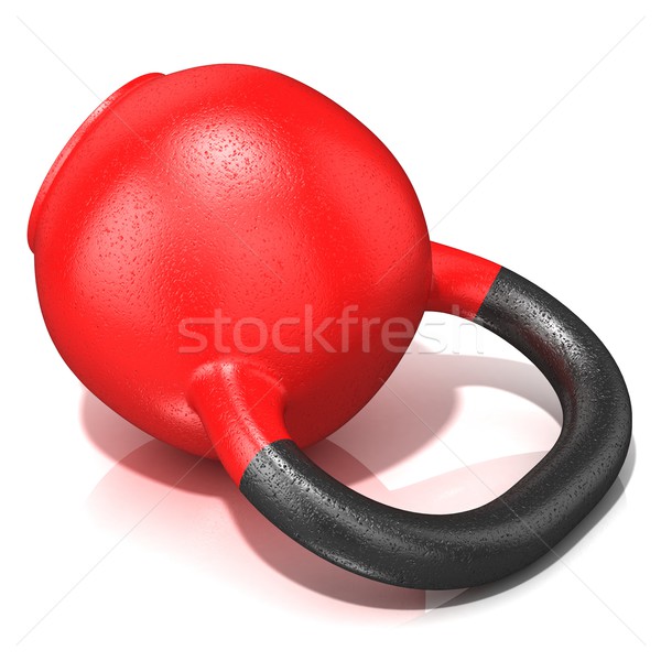 Red kettle bell weight, lying on its side, isolated on a white b Stock photo © djmilic